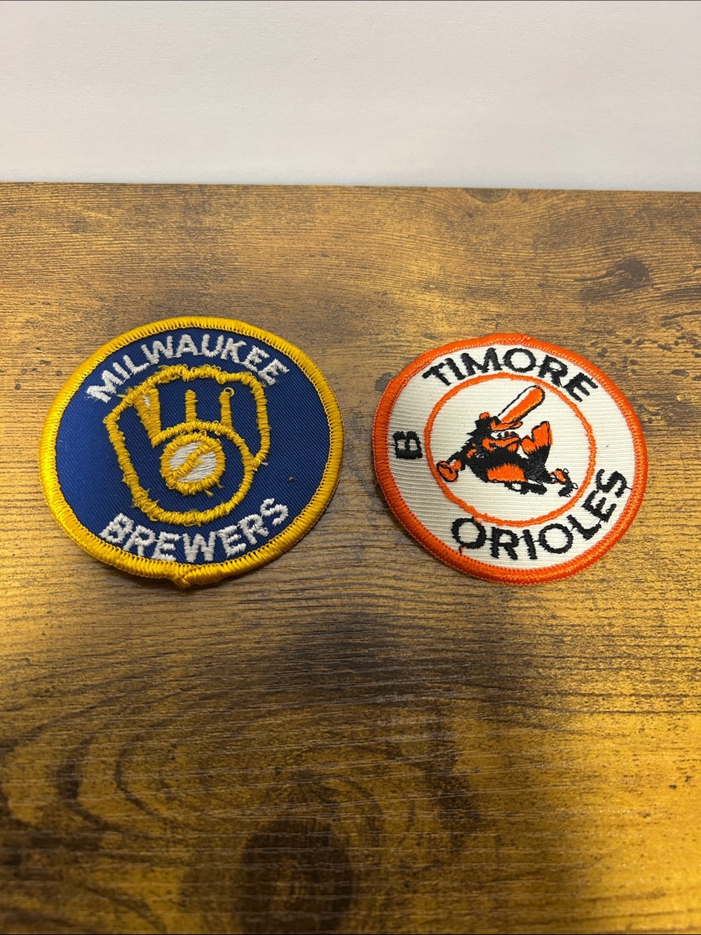 Milwaukee brewers & Baltimore orioles patches